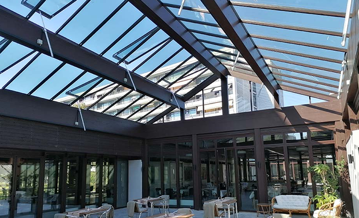 Sophie Amalie Gaarden with glass panel installation