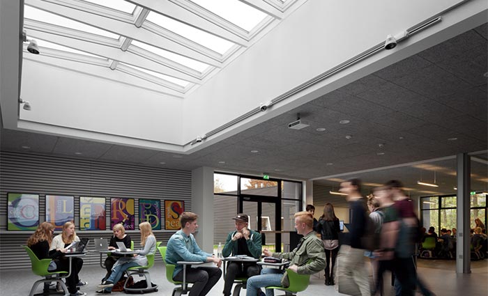 Children in the hall with skylights, Roskilde Katedralskole
