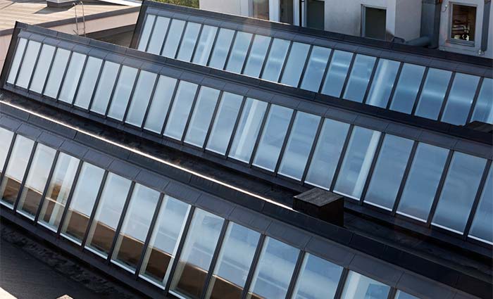 Rooflight solution with Northlight modules. HIgh school Sågbäckgymnasiet - Exterior