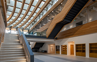 Atrium skylights at the UK Hydrographic Office seen from inside