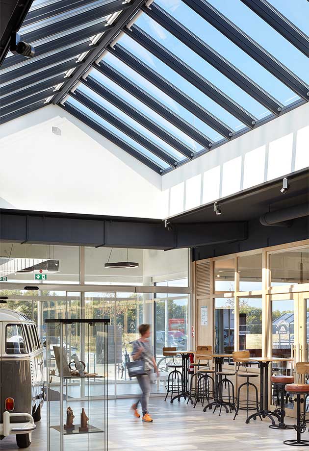 VELUX Ridgelight 25-40°, Lister Markt shopping mall, List on Sylt, Germany