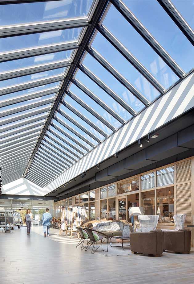 Skylight solution with Ridgelight 25-40°, Lister Markt shopping mall, List on Sylt, Germany