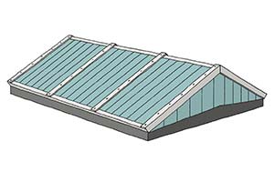 Grillodur dual pitched saddle rooflight illustration
