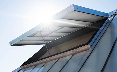  Grillodur vaulted continuous rooflights with single flaps