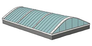 Grillodur barrel vault continuous rooflight illustration exterior
