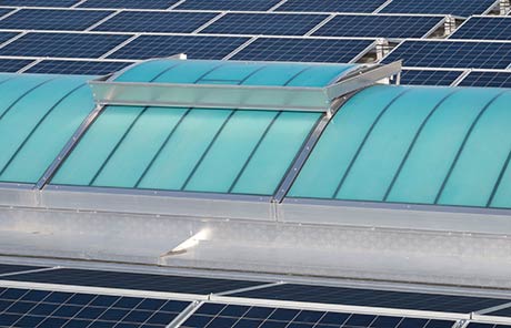 Grillodur® barrel vault rooflight in blue transparent