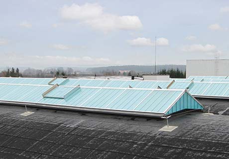 Grillodur saddle rooflights for refurbishment