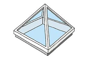 Illustration of a ISO pyramid 45° in glass 