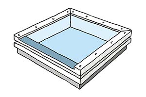 Illustration of a Skysight flat roof window