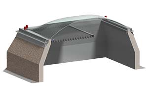 Illustration of an internal shading system for a Dome Rooflight