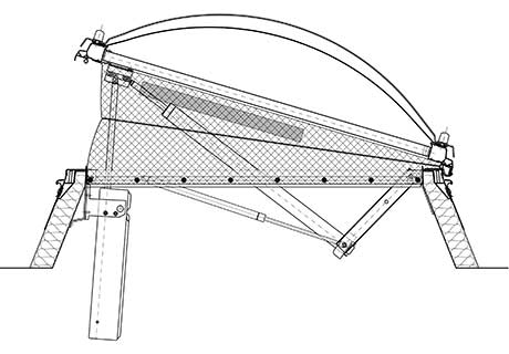Illustration of an insert protection device for smoke venting Dome Rooflights
