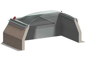 Illustration of an internal shading system for a Dome Rooflight