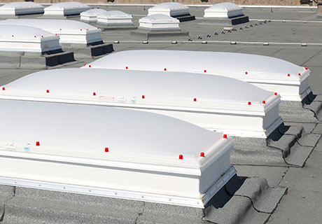 Exterior view of multiple rectangular Dome Rooflights