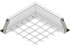 Illustration of a steel wire grid for fall-through protection