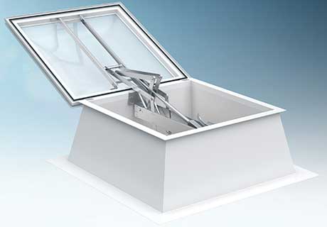 Illustration of a smoke venting Dome Rooflight