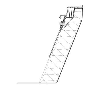 Cross cut illustration of a 1-skinned energy efficient metal upstand