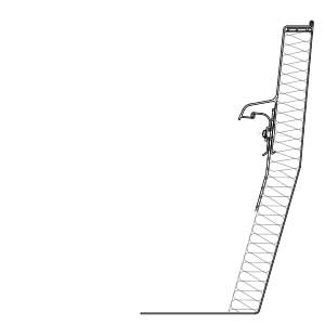 Cross cut illustration of a 1-skinned metal upstand optimised for SHEV use