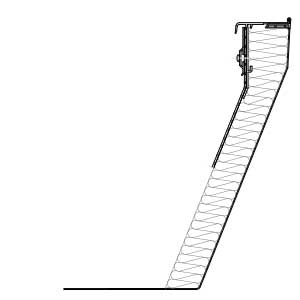 Cross cut illustration of a 1-skinned metal upstand for standard use