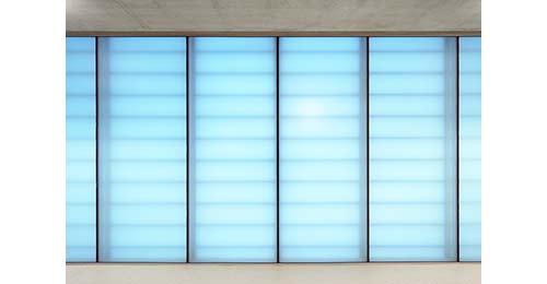 Grillodur facade in blue transparent