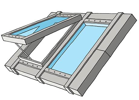 : Illustration of top-hung ventilation flap for Stick System