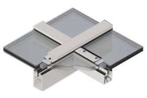Illustration of glazing integration in profiles of Stick System