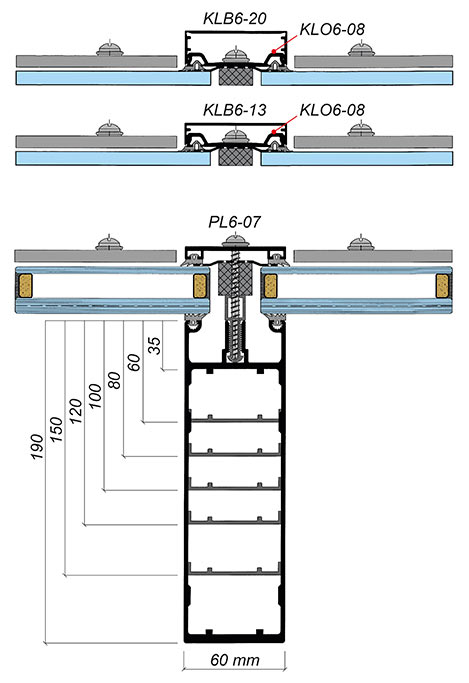 Illustration of mullion profile for Stick System