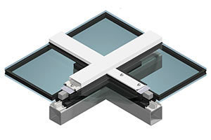 Illustration of glazing integration in profiles of Top-mounted stick system