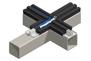 Illustration of drainage system in the profile for top-mounted-stick system