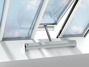 Venting VELUX Glazing Panel with chain actuator and crossbar visible from the inside