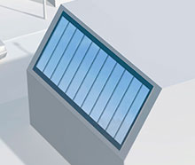 Mono pitched solution non-protruding installation in a sloped roof