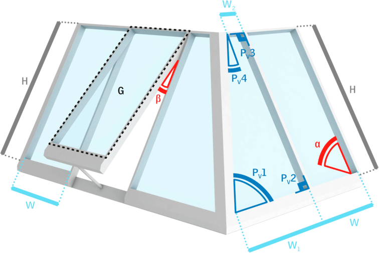 Illustration of the principles behind the panel design options for VELUX Glazing Panels