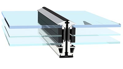 Triple glazing frame profile cut for glazing panels