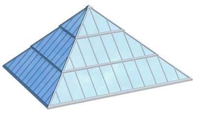 Glazing pyramid with steps