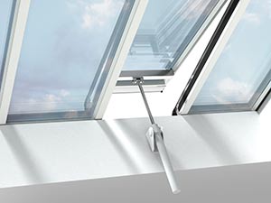 Venting VELUX Glazing Panel with spindle actuator and crossbar visible from the inside
