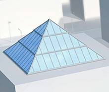 Glazing pyramid with steps 