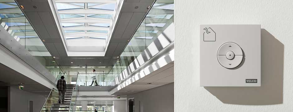 Rooflight solution with comfort ventilation. Remote control with VELUX INTEGRA® or Open System.
