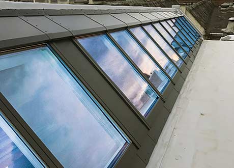 Rooflight solution with daylight and heat control. Infill panel for ventilation shaft or hiding a wall.