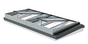Rooflight solution with smoke ventilation. Wind deflector, KCD 0080.