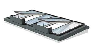 Rooflight solution with smoke ventilation. Wind deflector, KCD 0040.