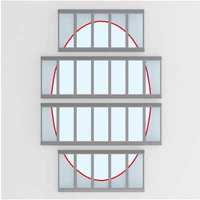 Atrium longlight with oval internal lining 