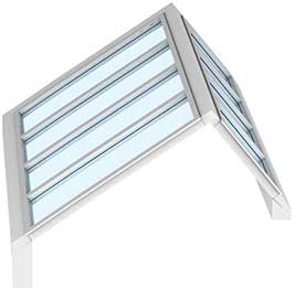 Illustration of an asymmetrical Ridgelight solution for roof sections of different heights.