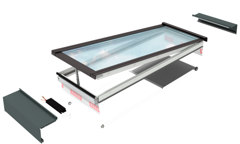 Pre-fabricated modular skylights from VELUX come with perfectly matching cladding, flashing and roller blinds